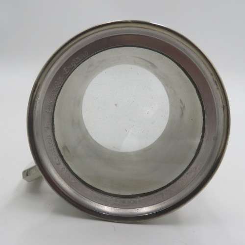 Vintage genuine pewter mug hand made in Shiefield with glass bottom