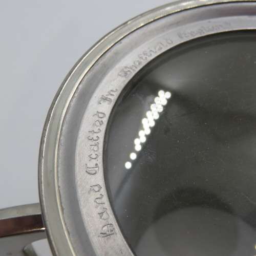 Vintage genuine pewter mug hand made in Shiefield with glass bottom