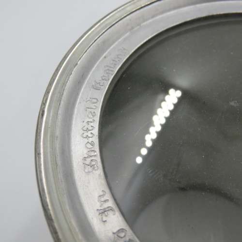 Vintage genuine pewter mug hand made in Shiefield with glass bottom