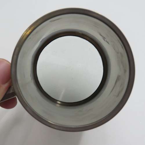 Vintage genuine pewter mug hand made in Shiefield with glass bottom