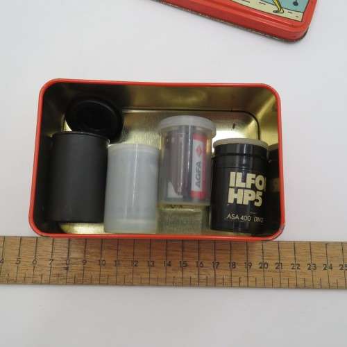 Vintage Agfa The Power of Color tin with 4 expired films