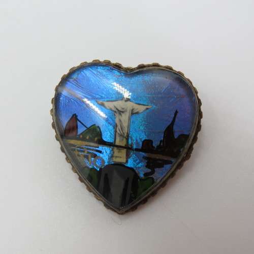 Vintage Brazil Rio butterfly wing bracelet and brooch - Clasp broken