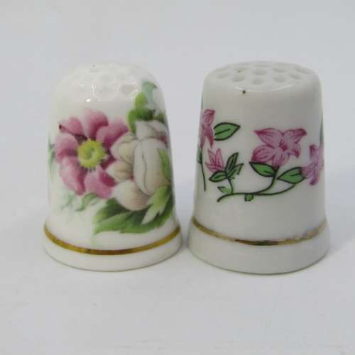 Lot of 5 porcelain flower themed thimbles