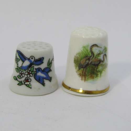 Lot of 5 porcelain bird themed thimbles