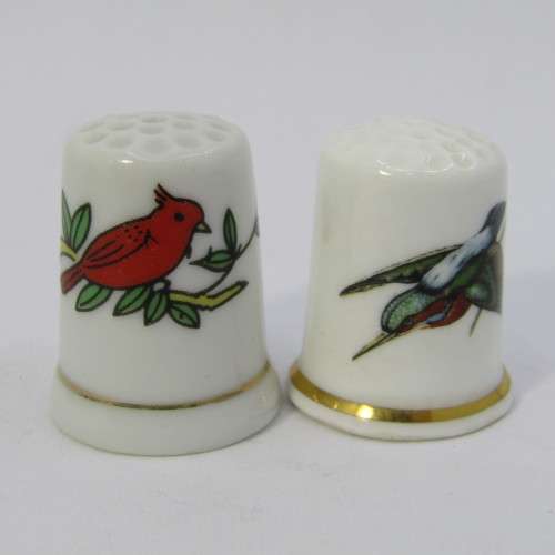 Lot of 5 porcelain bird themed thimbles