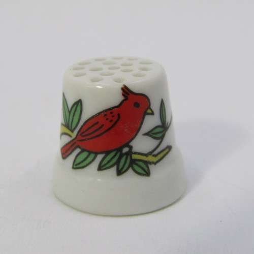 Lot of 5 porcelain bird themed thimbles