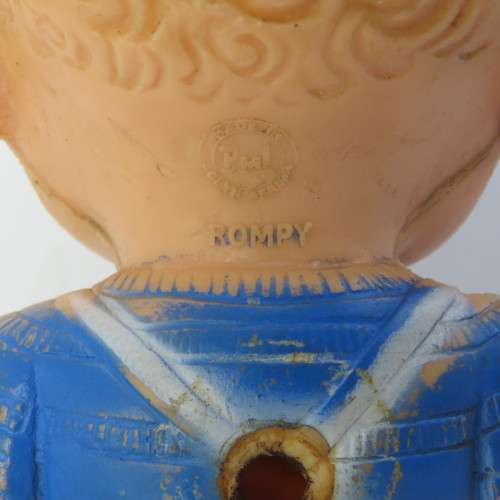 Vintage PML Rompy rubber toy doll - ear damaged