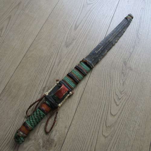 Very Old African handmade dagger with leather work
