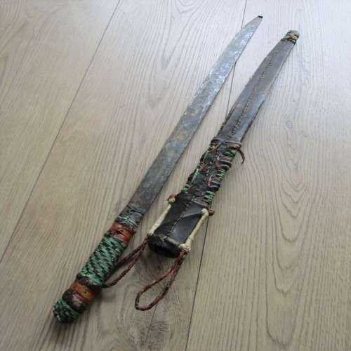 Very Old African handmade dagger with leather work