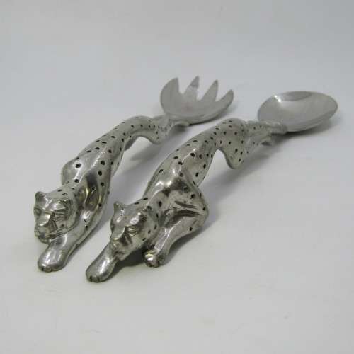 Pair of Diana Carmichael Cheetah salad servers