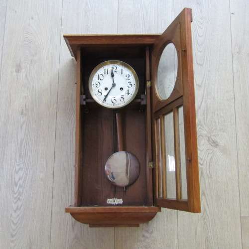 Vintage Oak wooden wall clock - 67 x 30 x 19cm