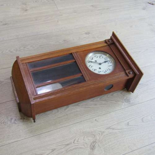 Vintage Oak wooden wall clock - 67 x 30 x 19cm