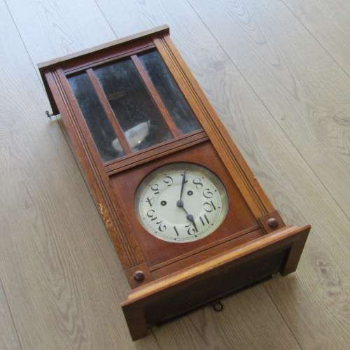 Vintage Oak wooden wall clock - 67 x 30 x 19cm