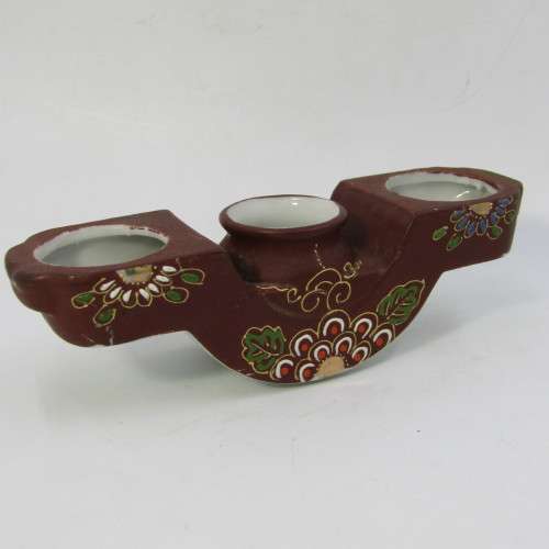 Vintage oriental squirrel salt and pepper shakers with mustard pot on stand