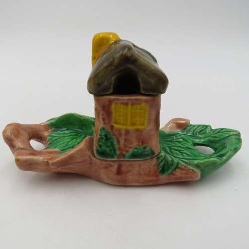 Pair of vintage owls salts and pepper shakers with mustard pot on stand