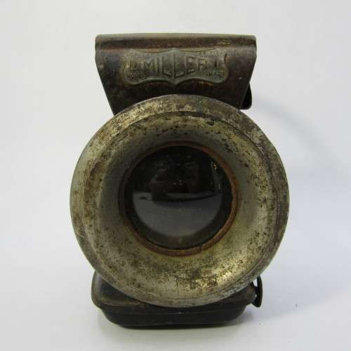 Antique Miller bicycle oil lamp lantern with burner