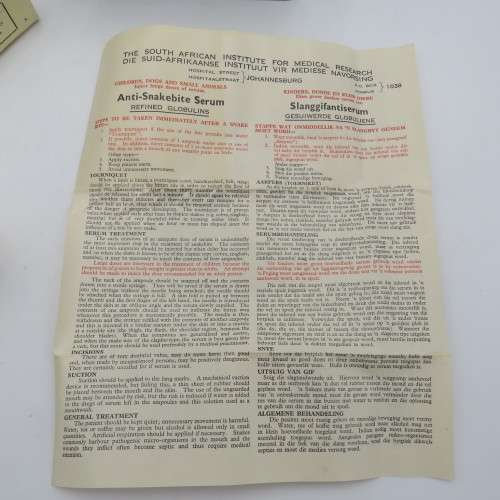 Vintage S.A.I.M.R. 1970`s Snake- Bite Outfit tin with anti-venom contents