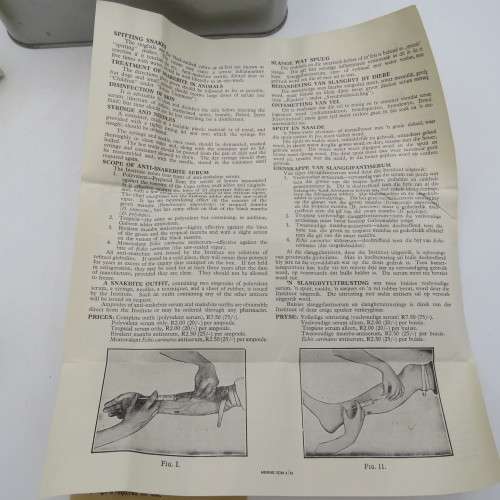 Vintage S.A.I.M.R. 1970`s Snake- Bite Outfit tin with anti-venom contents