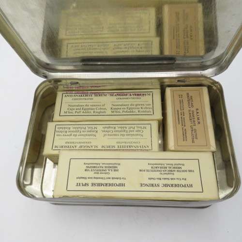 Vintage S.A.I.M.R. 1970`s Snake- Bite Outfit tin with anti-venom contents