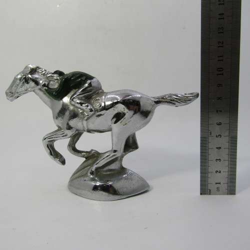 Vintage Chrome Horse and Jockey hood ornament  / trophy topper - A57A