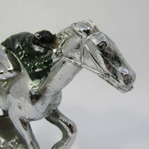 Vintage Chrome Horse and Jockey hood ornament  / trophy topper - A57A