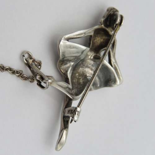 Pin Brooch Ballerina - Marcasite - Lovely safety chain
