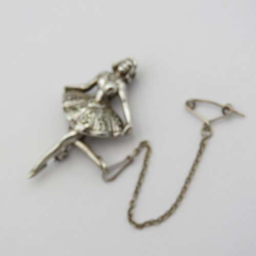 Pin Brooch Ballerina - Marcasite - Lovely safety chain