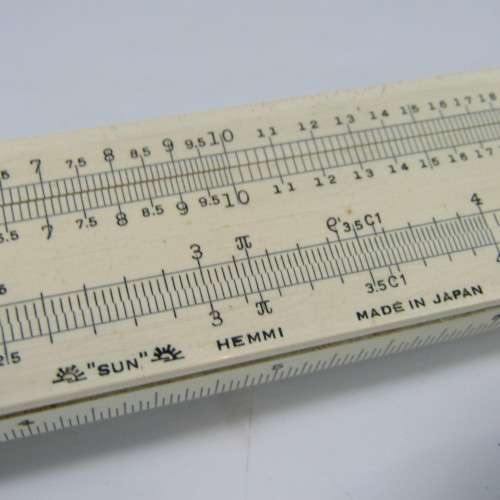 Vintage SUN Hemmi slide ruler in box - made in Japan