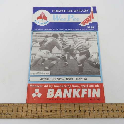 WP Rugby official programme - Norwich life WP vs N. OFS - 25 July 1992