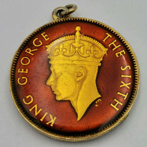 Rhodesia 1950 Two Shilling enameled and made into pendant