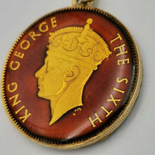 Rhodesia 1950 Two Shilling enameled and made into pendant