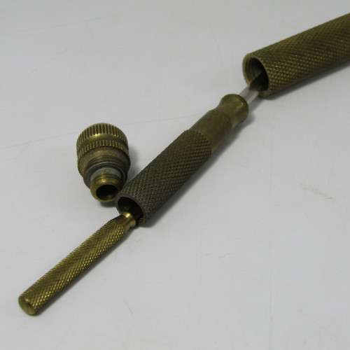 Vintage Elweco brass mini hammer with screwdrivers in handle