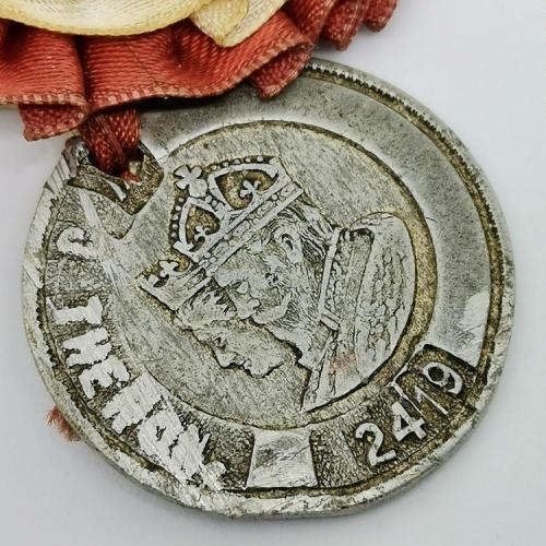 WW1 Dog tag made from aluminum medallion - J Theron 2419 - with remembrance poppy