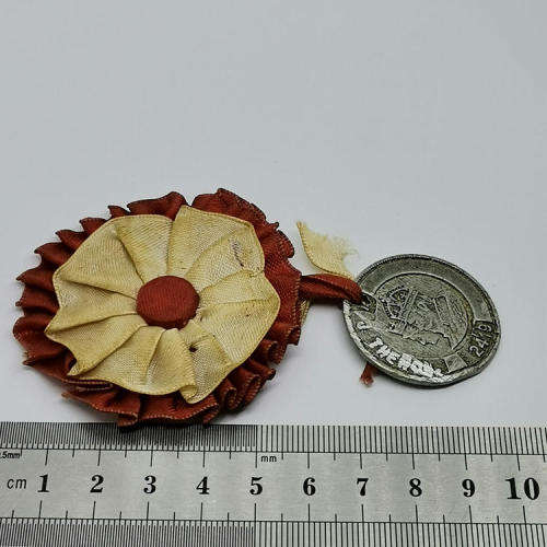 WW1 Dog tag made from aluminum medallion - J Theron 2419 - with remembrance poppy