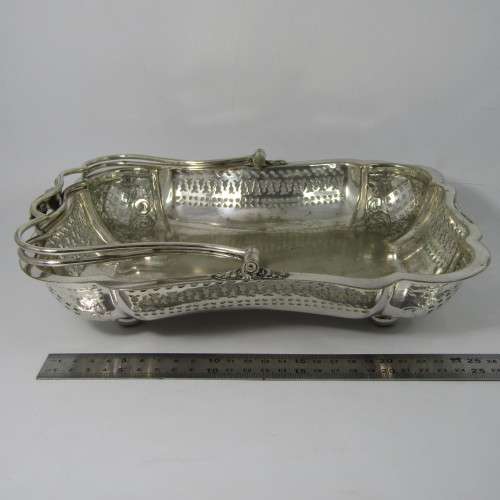 Antique Walker and Hall silver plated serving basket with handle