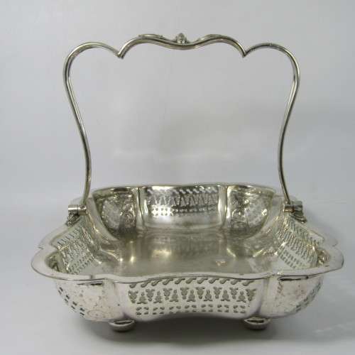 Antique Walker and Hall silver plated serving basket with handle