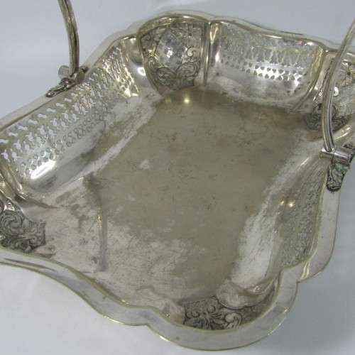 Antique Walker and Hall silver plated serving basket with handle