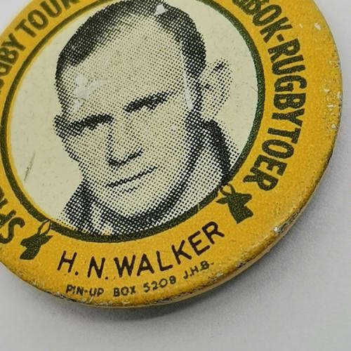 1956 Springbok Rugby tour Harry Walker tinnie badge