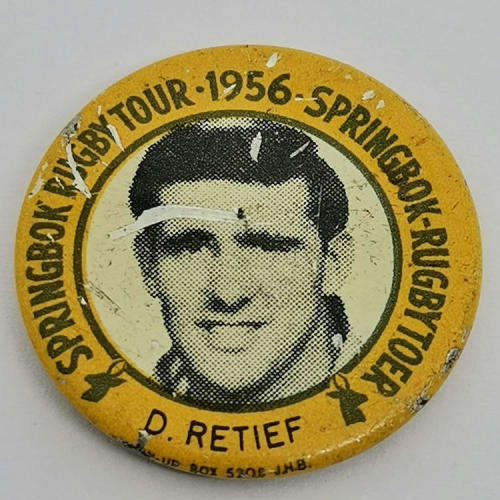 1956 Springbok Rugby tour Daan Retief tinnie badge