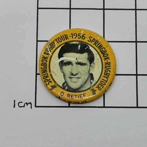 1956 Springbok Rugby tour Daan Retief tinnie badge