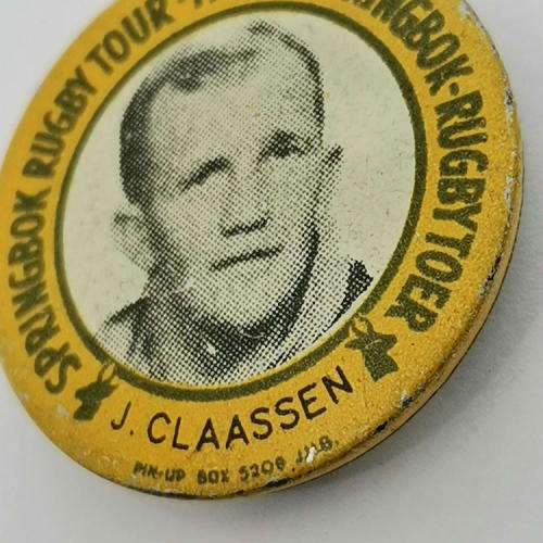 1956 Springbok Rugby tour John Claassen tinnie badge