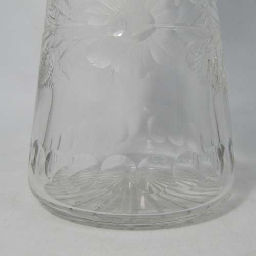 Beautiful vintage glass decanter with silver plated rim