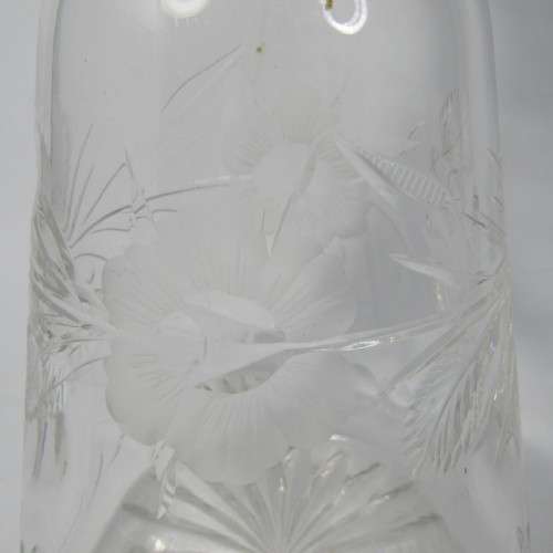 Beautiful vintage glass decanter with silver plated rim