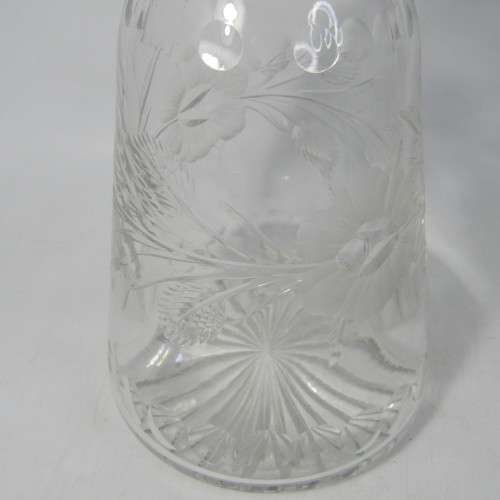 Beautiful vintage glass decanter with silver plated rim