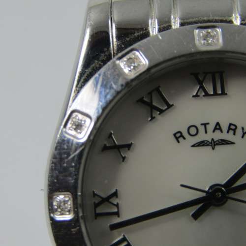 Rotary Rocks ladies watch with 12 diamonds in bezel with mother of pearl dial - with box