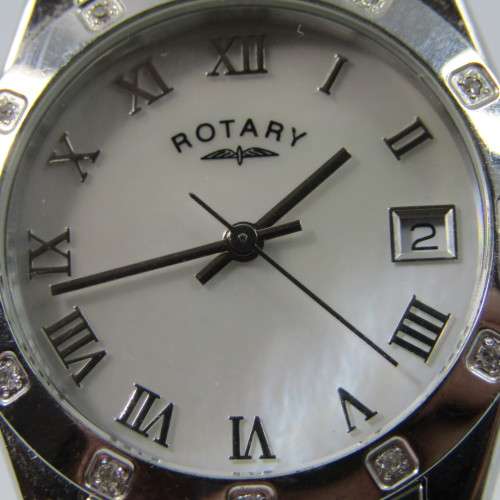 Rotary Rocks ladies watch with 12 diamonds in bezel with mother of pearl dial - with box