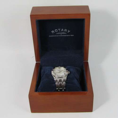 Rotary Rocks ladies watch with 12 diamonds in bezel with mother of pearl dial - with box