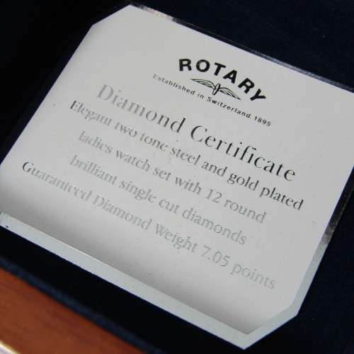 Rotary Rocks ladies watch with 12 diamonds in bezel with mother of pearl dial - with box