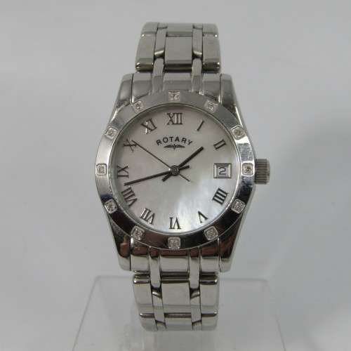 Rotary Rocks ladies watch with 12 diamonds in bezel with mother of pearl dial - with box