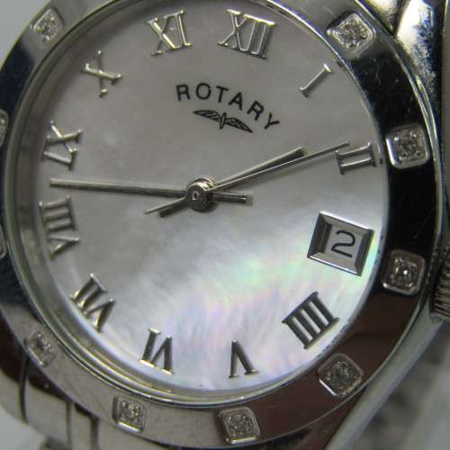 Rotary Rocks ladies watch with 12 diamonds in bezel with mother of pearl dial - with box